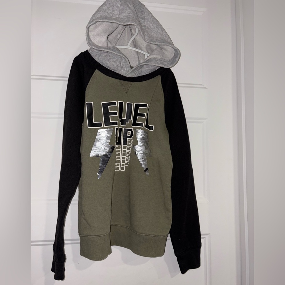 George Kids Sequin Green/Black/grey hoodie Large 10-12y
